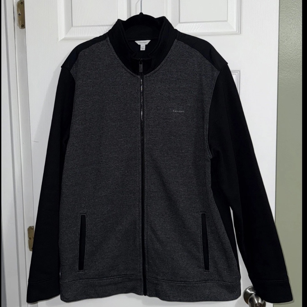 Calvin Klein Full Zip Up Sweater Men’s Black/Gray XL